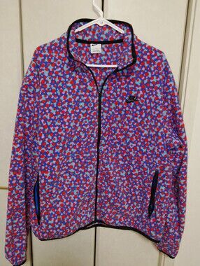 Nike Women’s Red & Blue Dotted Full-Zip Bomber Jacket